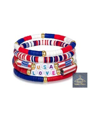 5 Pack Patriotic Bracelets 250th Anniversary USA Love 4th of July Accessories